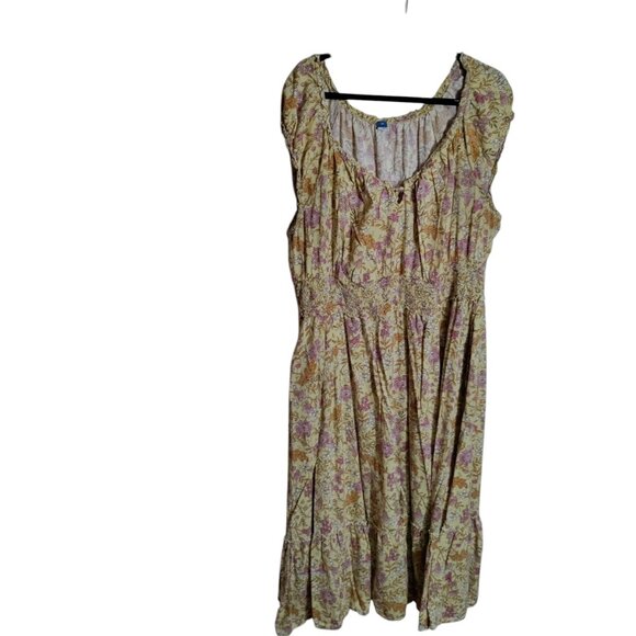 Old Navy Dresses & Skirts - Old Navy Yellow Floral‎ Midi Dress 3X Plus Peasant Prairie Boho
